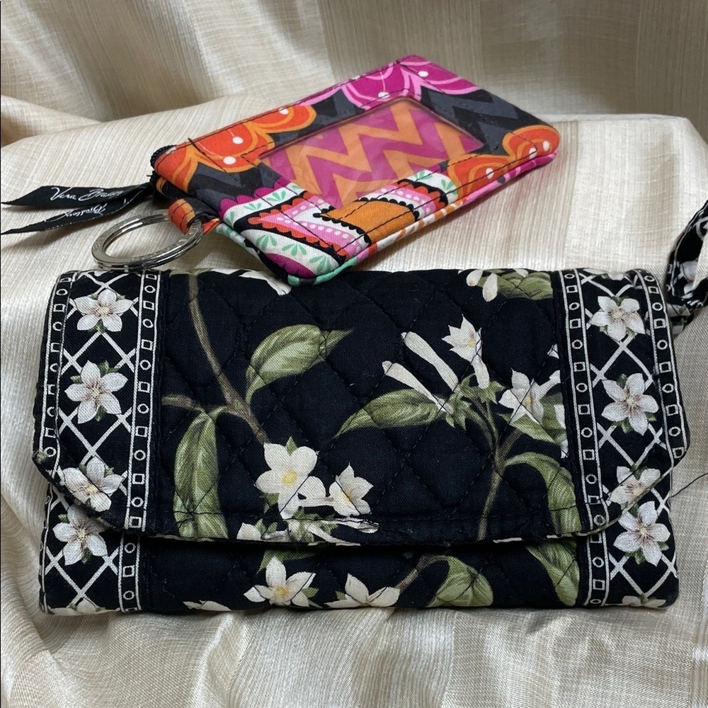 Vera Bradley Black and White Wallet and Colorful Card Holder and Key Chain